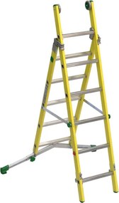 Scala a sfilo SUPER FACAL Vetroprima in fibra di vetro 2 rampe da 6 gradini portata massima 150 kg EN 131 per lavori fino a 3.9 m