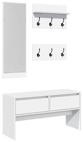 Set mobili da ingresso 4 pz bianco in legno multistrato