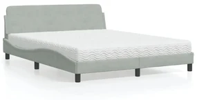 Letto Con Materasso Grigio Chiaro 160x200 Cm İn Velluto /