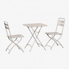 Set tavolo pieghevole (60X60 cm) e 2 sedie pieghevoli Janti Tapioca - Sklum