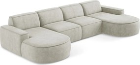 Divano angolare color crema (a U) con rivestimento in ciniglia Omao – Makamii