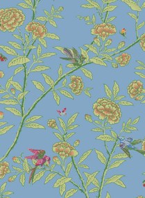 Cole & Son Carta da parati Roseberry with Birds - Hyacinth Blue