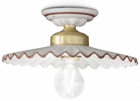 Plafoniera Classica L'Aquila Ottone E Ceramica Decorato Diam. 23Cm Luce E27