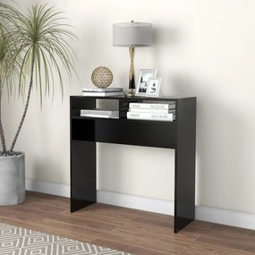 Tavolino Consolle Nero 78x30x80 Cm İn Legno Multistrato /