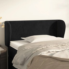 Testiera Ad Orecchio Nera 103x23x78/88 Cm İn Velluto /