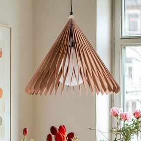 ALDEX Lampada a sospensione Nature Sun in vetro XL, conico appuntito, Ø 48 cm, legno