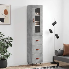 Credenza grigio cemento 34,5x34x180 cm in legno multistrato