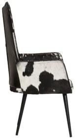 Sedia a Schienale Alto Pelosa in Vera Pelle Nera e Bianca