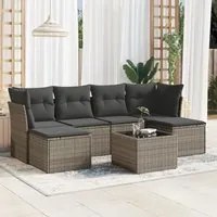 Set Divani da Giardino 7 pz con Cuscini Grigio in Polyrattan 3218020