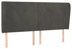 Testiera ad orecchio grigioscuro 203x23x118/128cm in velluto