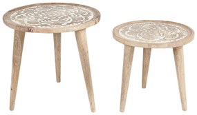 Set di 2 tavolini legno di mango chiaro e bianco SAKITA Beliani