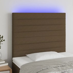 Testiera A Led Marrone Scuro 80x5x118/128 Cm İn Tessuto /