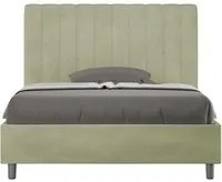 Letto una piazza e mezza rivestito in Microfibra - AGUEDA Tipologia Letto: Senza Rete, Dimensione Rete: 120x210, Colore: T verde