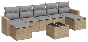 Set divano da giardino 8 pz con cuscini beige in polyrattan