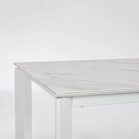 Tavolo Da Interno Allungabile 90x160-220 In Acciaio Piano In Ceramica Bianco-Grigio Briva Bizzotto