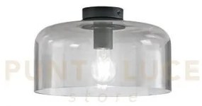 Plafoniera gibus fume' 1 luce attacco e27 30x30x23cm in vetro soffiato