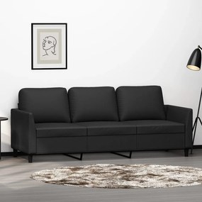Divano A 3 Posti Nero 180 Cm İn Similpelle /