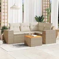 Set Divano da Giardino 5 pz con Cuscini Beige in Polyrattan 3257759