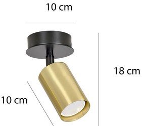 Spot Faretto Moderno Regolabile 1 Luce Guanyin A Cilindro In Acciaio Nero E Oro