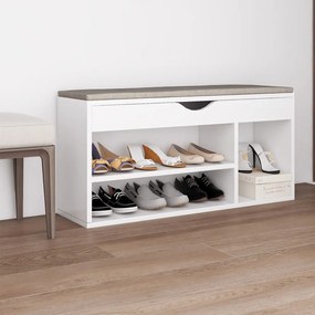 Panca Porta Scarpe Con Cuscino Bianca 104x30x49cm Multistrato /