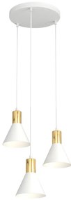 Lampada a sospensione in acciaio ROSA 3 nero/bianco e oro 3xE14