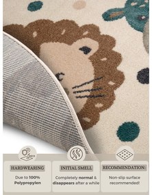 Tappeto beige per bambini ø 100 cm Animal Party - Hanse Home