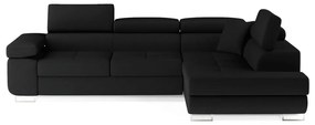 Divano angolare nero allungabile/con contenitore (con penisola a destra/a L) Anton – ELTAP