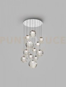 Puppet sospensione r12 fume' trasparente cromo lucido 12 luci attac...