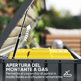 Baule Cassapanca da Esterno 124x66x72 cm da 400L in Acciaio Zincato con Serratura e 2 Chiavi Grigio Scuro...