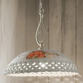 1-light suspension lamp, hand-decorated ceramic, C968, Verona, Ferroluce