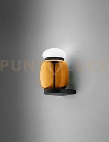 Faro applique a parete s ambra scura bianco montatura nero opaco 2 ...