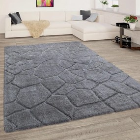 Tappeto Arredo Pelo Lungo Shaggy Stones  Colore Grigio, Dimensioni cm 120x160