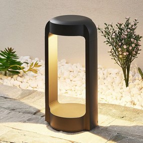 Lucande Lampioncino LED Habsa, 30 cm, antracite, metallo Habsa, Nero, Alluminio, Moderno, Lampada LED da esterni