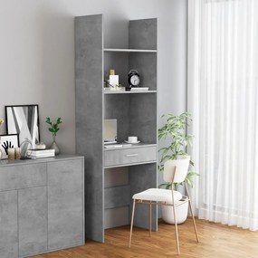 Libreria Grigio Cemento 60x35x180 cm in Legno Multistrato