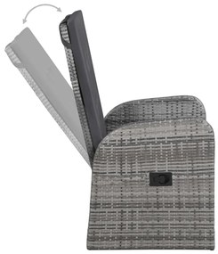 Set da pranzo da giardino 7 pz con cuscini grigio