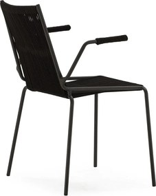 Sedie da pranzo in set nere in metallo con braccioli/impilabili 2 pz Emily – Marckeric