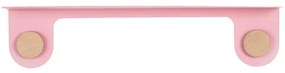 Mensola a muro in acciaio rosa con dettaglio in legno di quercia con 2 ganci , lunghezza 60 cm Hook - Gazzda