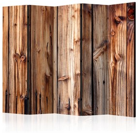 Paravento separè Camera in legno II (5 pezzi) - composizione con tavole marroni
