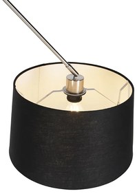 Lampada a sospensione in acciaio con paralume in lino nero 35 cm - Blitz