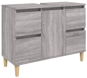 Set mobili da bagno 3 pz grigio sonoma in legno multistrato