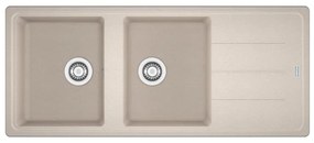 Lavello integrato 2 vasche con gocciolatoio laterale destro o sinistro FRANKE Boston Sahara fragranite L 50 x L 116 cm sabbia