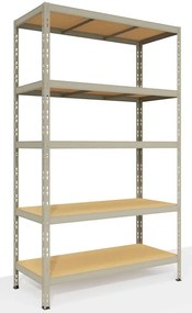 Scaffale in kit 5 ripiani L 100 x P 49 x H 200 cm grigio, portata per ripiano 300 kg
