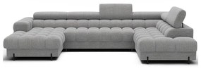Divano angolare grigio allungabile (con penisola a destra/a U) con rivestimento in bouclé Feraria – ELTAP