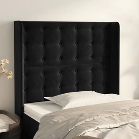 Testiera Ad Orecchio Nera 83x16x118/128 Cm İn Velluto /