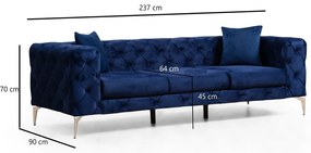 Divano in velluto blu scuro 237 cm Como - Artie