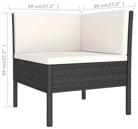 Set Divani da Giardino 8 pz con Cuscini in Polyrattan Nero