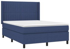 Letto a molle con materasso e led blu 140x200 cm in tessuto