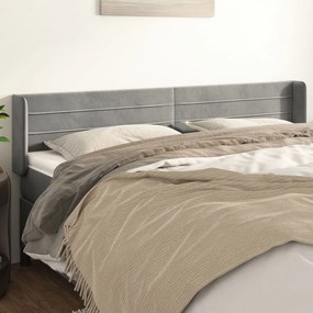 Testiera Ad Orecchio Grigio Chiaro 183x16x78/88 Cm İn Velluto /
