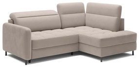 Divano angolare marrone chiaro allungabile/con contenitore (con penisola a destra/a L) e rivestimento in velluto Barea – ELTAP