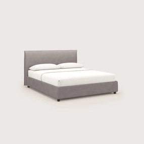 Nina letto contenitore dal design minimal in microfibra effetto pelle smacchiabile tortora